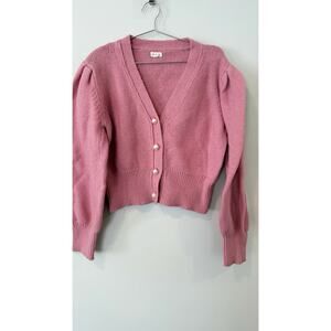 Anthropologie POL Balloon Sleeve Cropped Knit Cardigan Sweater Size Small 2671
